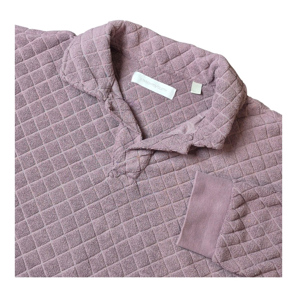 Standard Cloth Quilted Polo Pullover Textured Purple Urban Outfitters Women's S